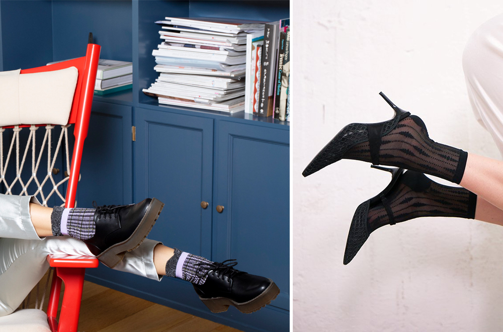 Links: 'Chance' sokken van MP Denmark en rechts 'Josefin Drop Socks' van Swedish Stockings, heel speels en stijlvol! 