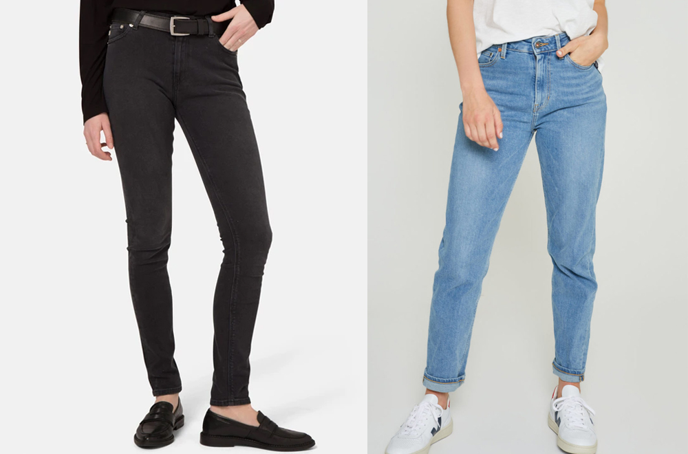Links: Mud jeans @driftwoodtales, rechts: Kuyichi mom jeans @Dithabonita 