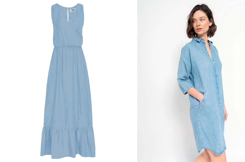Links: blauwe zomerjurk Sus&Co, rechts: tencel jurk Ditha Bonita