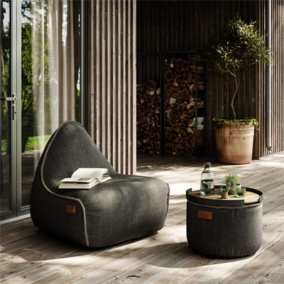 Cobana lounge chair & pouf grey