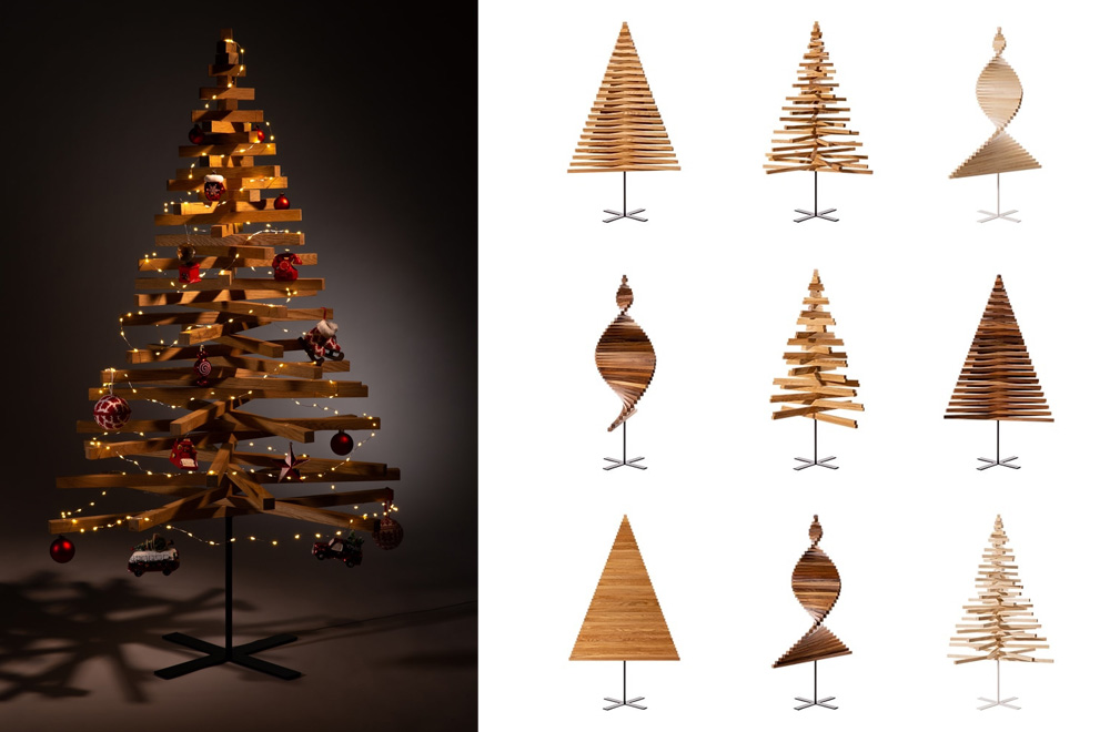 Houten kerstboom als alternatief voor een echte of kunst kerstboom