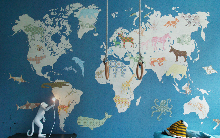 wereldkaart met dieren