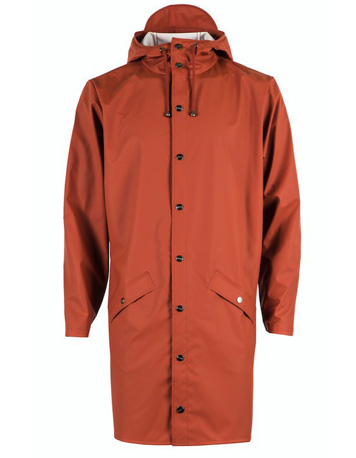 en Long jacket Rust uit de nieuwe collectie van RAINS