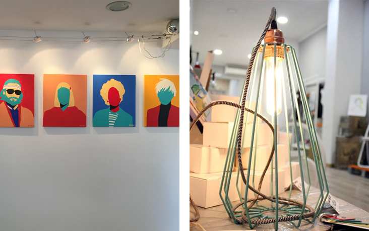Creatievelingen die hun werk presenteren in shops en de draadlamp die straks in Nederland prijkt